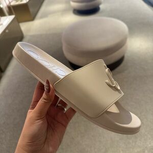 Jimmy Choo Cream Slide Sandals